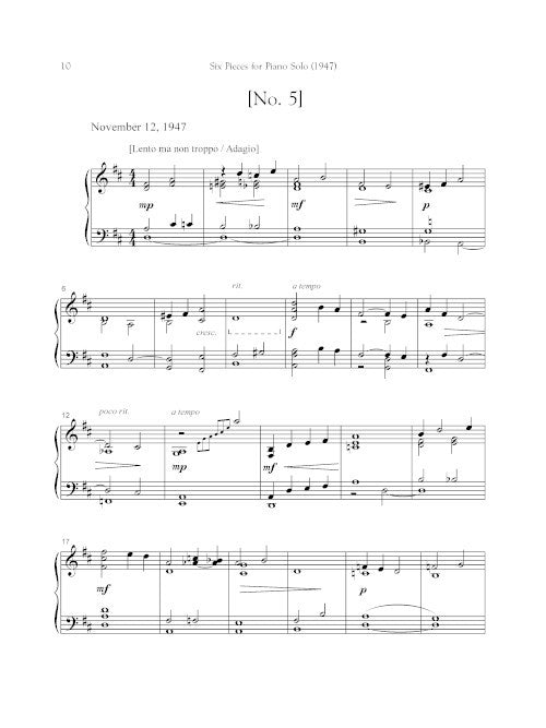 Six Pieces for Piano Solo