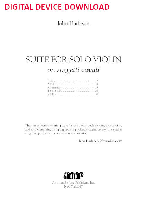 Suite for Solo Violin, on soggetti cavati - Digital