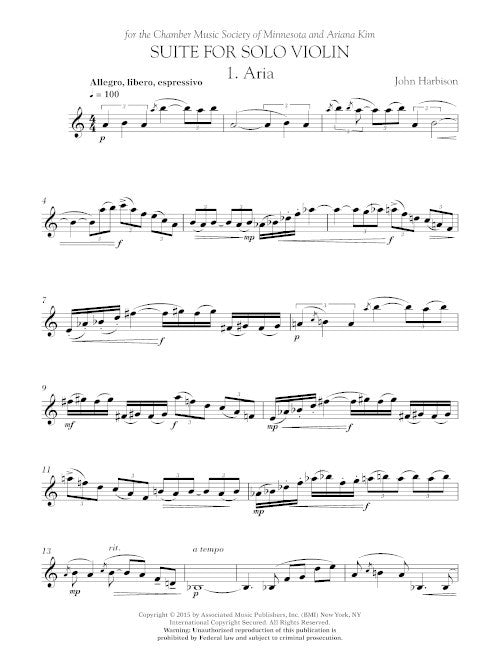 Suite for Solo Violin, on soggetti cavati - Digital