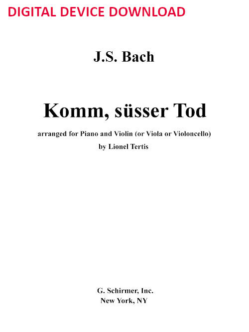 Komm, süsser Tod (vn, pf) - Digital (Not Printable)