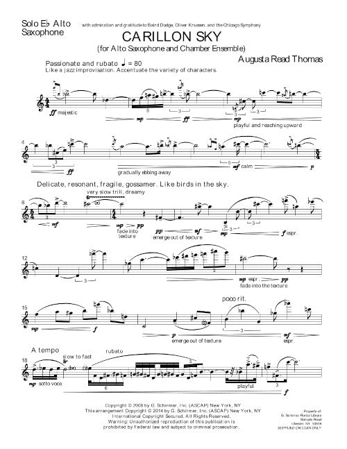 Carillon Sky alto saxophone version solo part alto sax