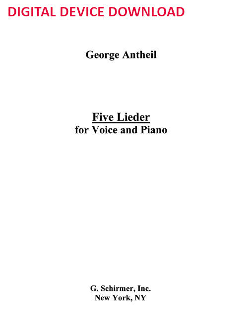 Five Lieder - Digital (Not Printable)