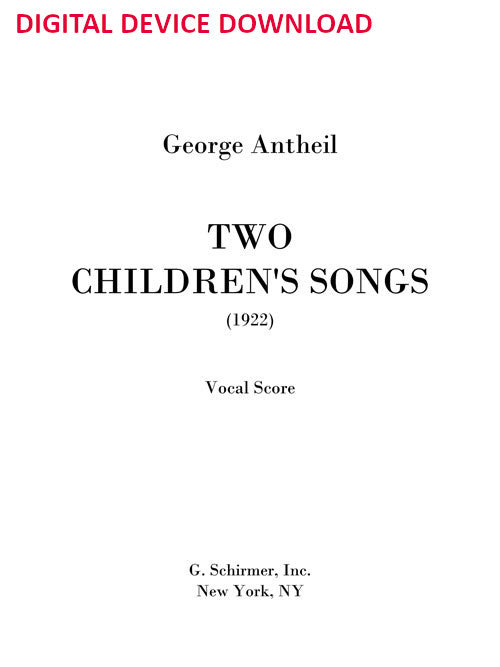 Two Children's Songs - Digital (Not Printable)