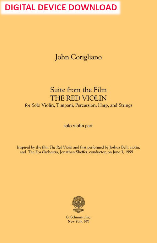 Suite from 'The Red Violin' - solo part (violin) - Digital (Not Printable)