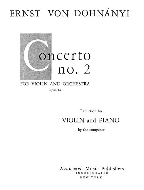 Concerto No. 2  for Violin & Orchestra, Op. 43 - set (solo part and piano reduction)