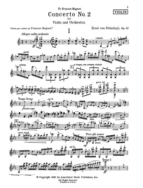 Concerto No. 2 for Violin & Orchestra, Op. 43 - set (solo part and pia