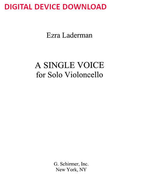 A Single Voice (cello) - Digital (Not Printable)