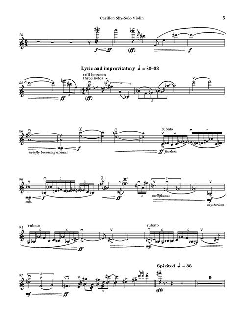 Carillon Sky (violin version) - solo part (violin) - Digital