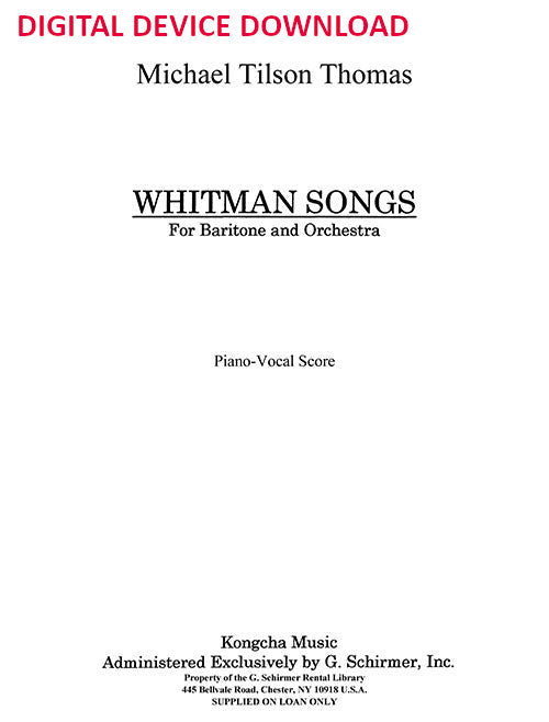 Whitman Songs - Digital (Not Printable)