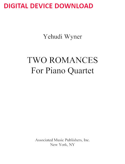 Romances for Piano Quartet - Digital (Not Printable)