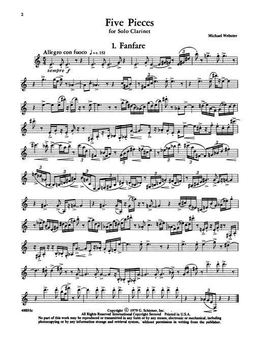 Five Pieces for Solo Clarinet - Digital