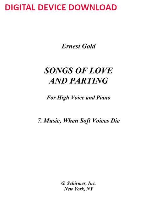 Music, When Soft Voices Die (from “Songs of Love and Parting”) - Digital (Not Printable)