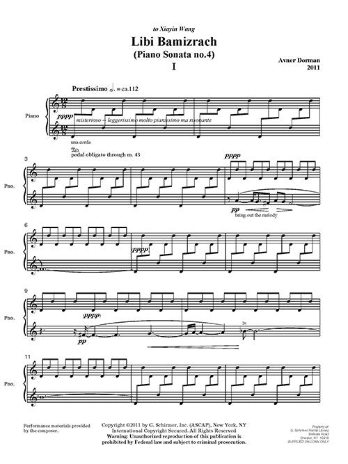 Libi Bamizrach (Piano Sonata No. 4) - Digital (Not Printable)