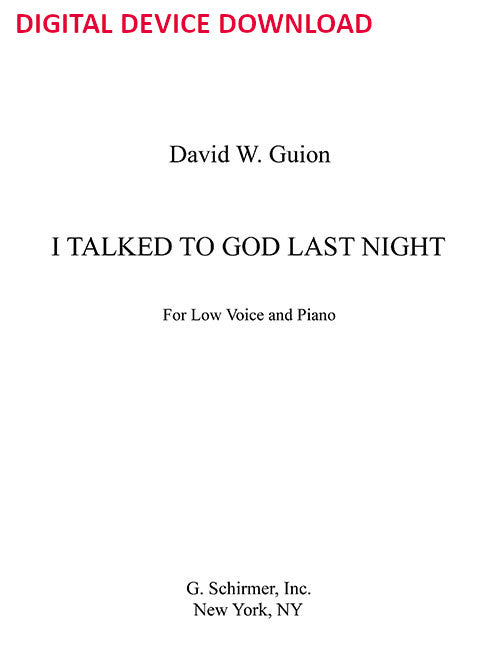 I Talked to God Last Night (low voice and pf) - Digital (Not Printable)