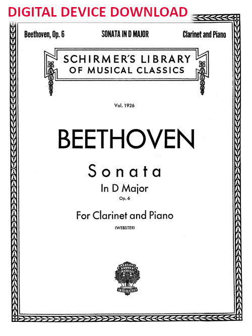 Sonata, Op. 6 (for clarinet and piano) - Digital (Not Printable)