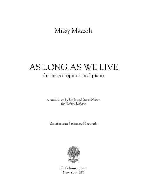 As Long as We Live (Mezzo and Piano) - Digital