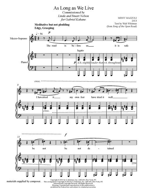 As Long as We Live (Mezzo and Piano) - Digital (Not Printable)