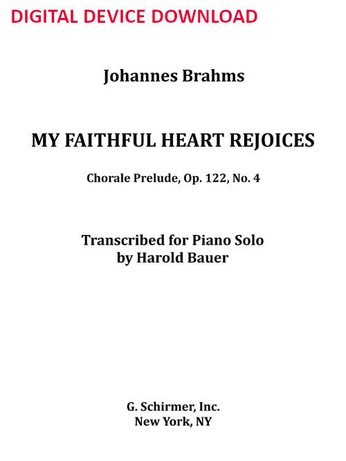 My faithful heart rejoices, Op. 122, No. 4 - Digital (Not Printable)