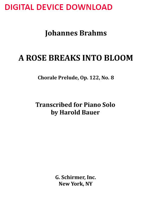 A Rose breaks into bloom, Op. 122, No. 8 - Digital (Not Printable)