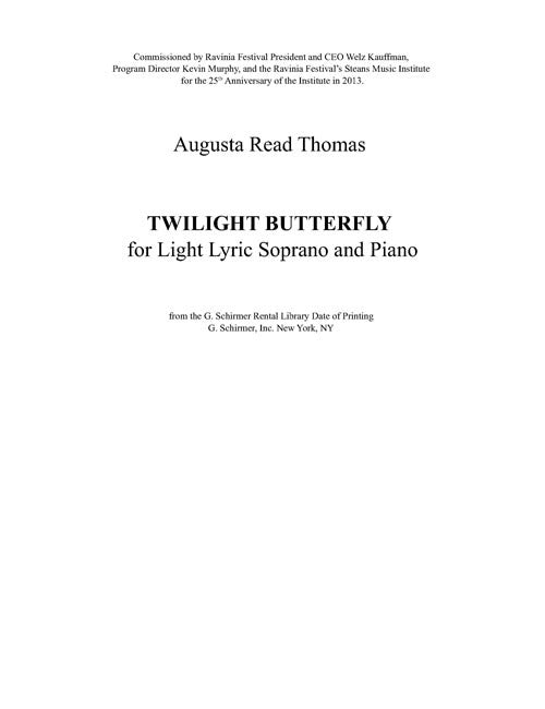 Twilight Butterfly (for soprano and piano) - Digital