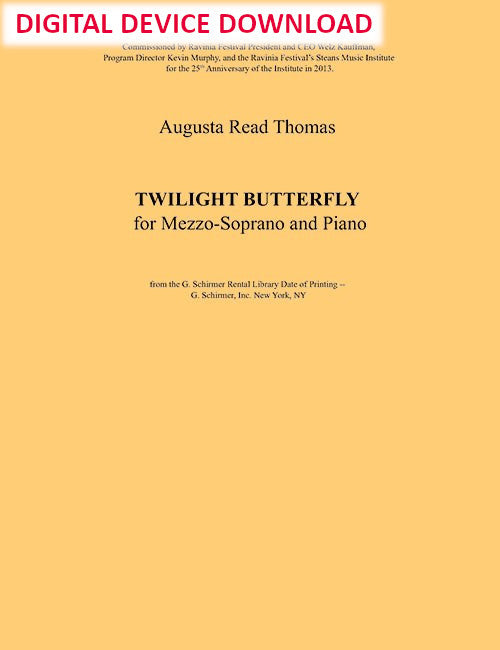 Twilight Butterfly (for mezzo-soprano and piano) - Digital