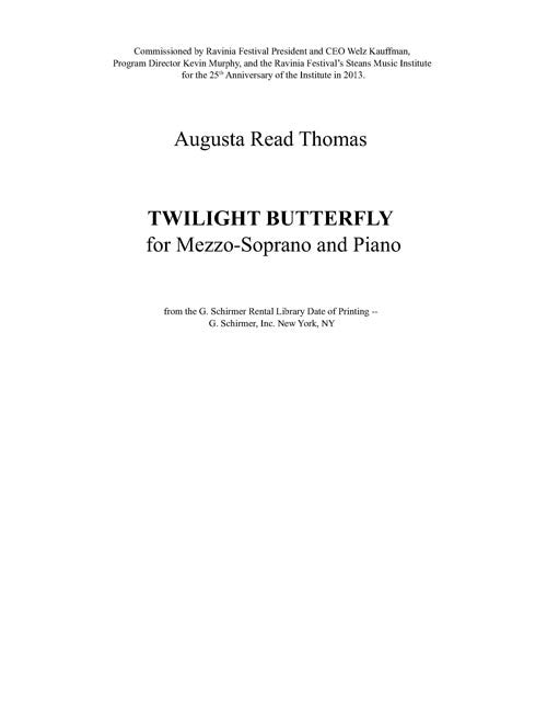 Twilight Butterfly (for mezzo-soprano and piano) - Digital