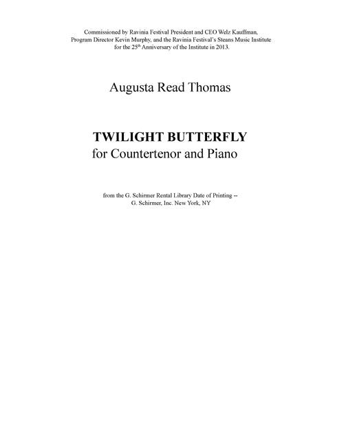 Twilight Butterfly (for countertenor and piano) - Digital