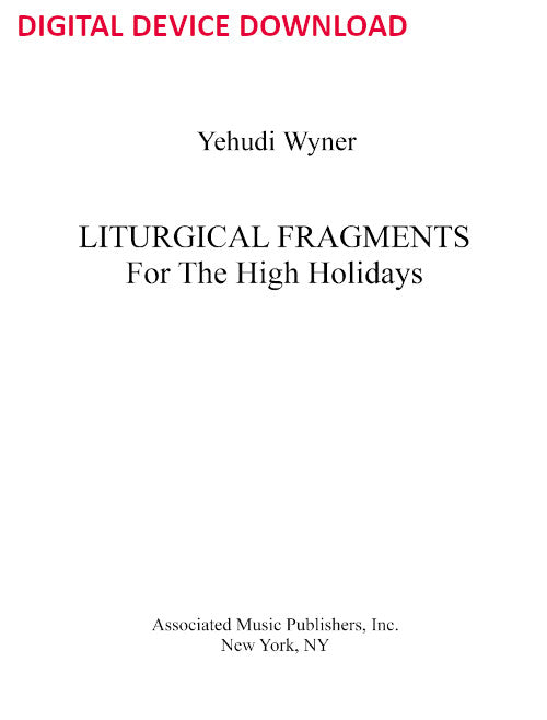 Liturgical Fragments for the High Holidays - Digital