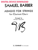 Adagio for Strings, for clarinet choir (arr. Cailliet) - Digital (Not Printable)