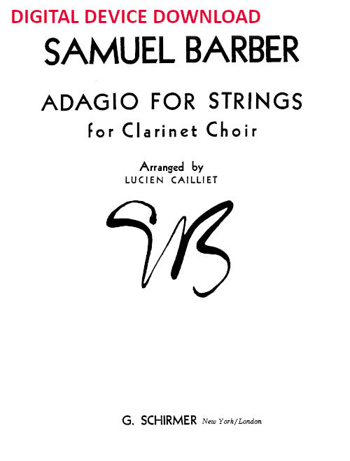 Adagio for Strings, for clarinet choir (arr. Cailliet) - Digital (Not Printable)