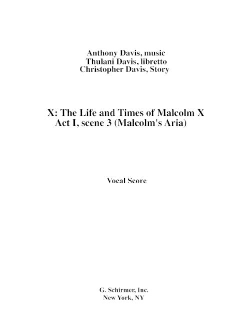 Malcolm’s Prison Aria, from X: The Life and Times of Malcolm X (original key)