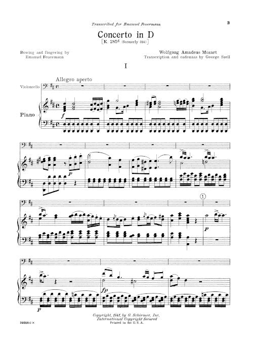Concerto for Cello in D, K. 314