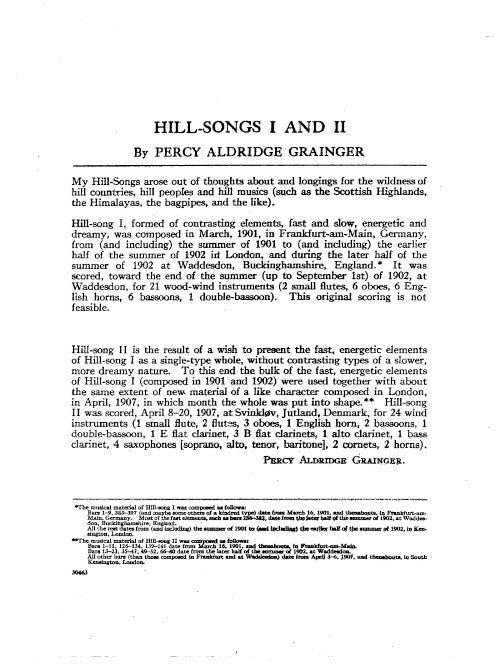 Hill Songs Nos. 1 and 2