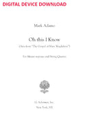 Oh This I Know (for mezzo and string quartet) - Digital (Not Printable)
