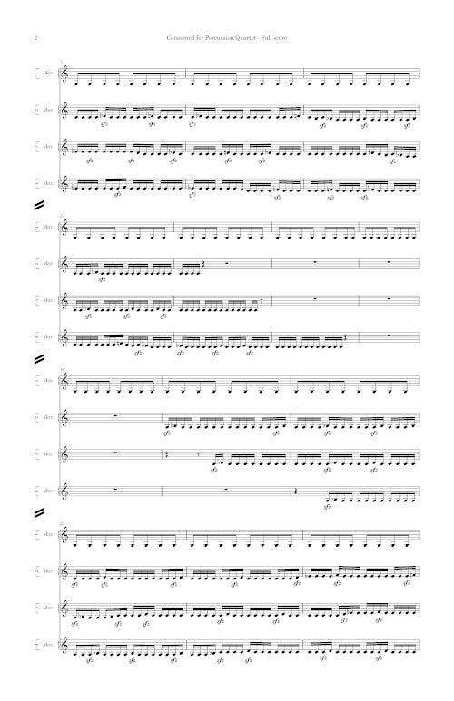 Consumed, for percussion quartet