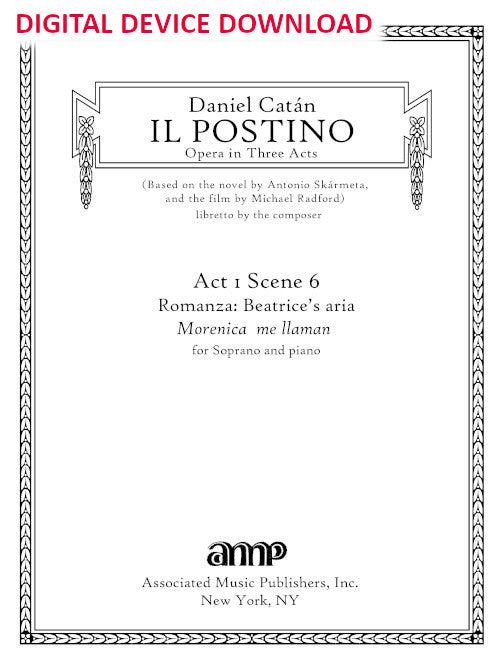 Morenica me llaman (Romanza: Beatrice's aria, from "Il Postino") - Digital (Not Printable)