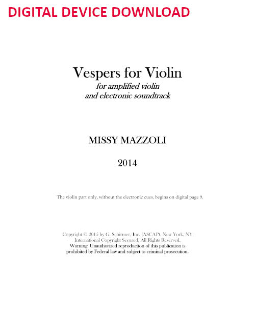 Vespers for Violin - Digital (Not Printable)