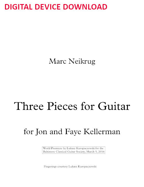 Three Pieces for Guitar - Digital (Not Printable)