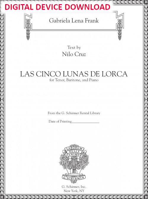 Las cinco lunas de Lorca (The Five Moons of Lorca, for tenor, baritone, and piano) - Digital