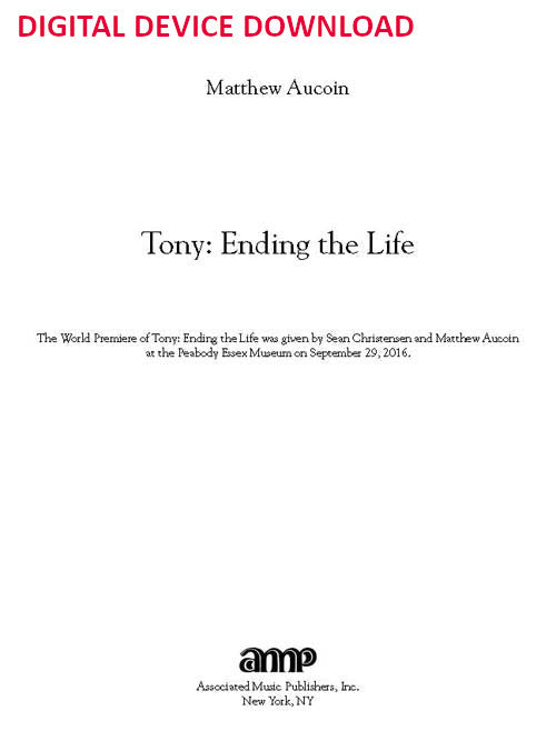 Tony: Ending the Life for tenor and piano - Digital