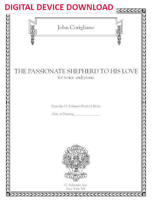 The Passionate Shepherd to his Love for voice and piano - Digital (Not Printable)