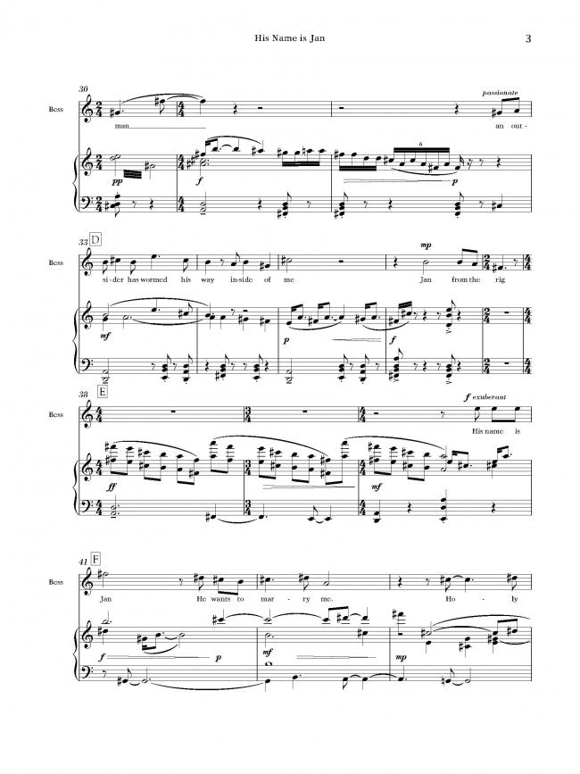 His Name is Jan (for voice and piano) - Digital (Not Printable)