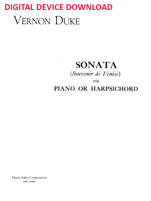 Sonata: Souvenir de Venise For Piano (or harpsichord) - Digital (Not Printable)