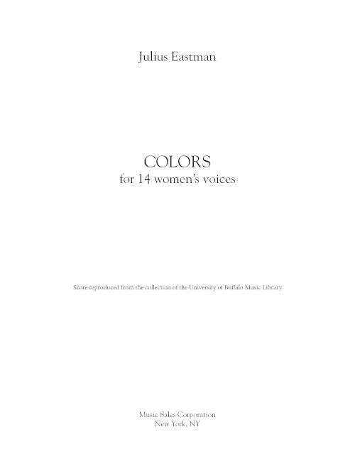 Colors, for 14 women's voices - Digital (Not Printable)