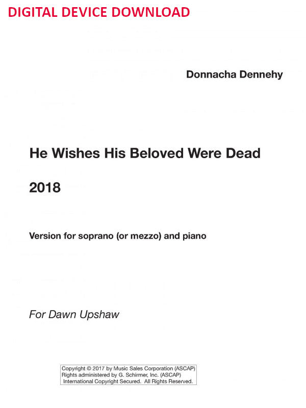 He Wishes His Beloved Were Dead (from That The Night Come) - Digital (Not Printable)