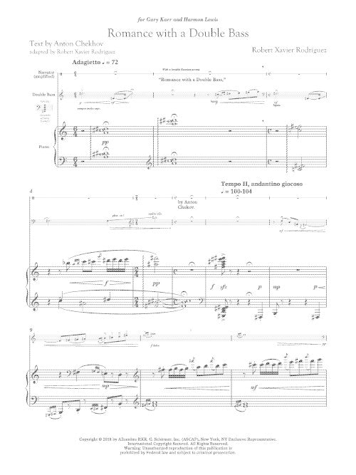 Romance with a Double Bass for narrator, bass, piano