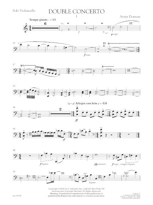 Double Concerto - reduction for violin, cello, piano