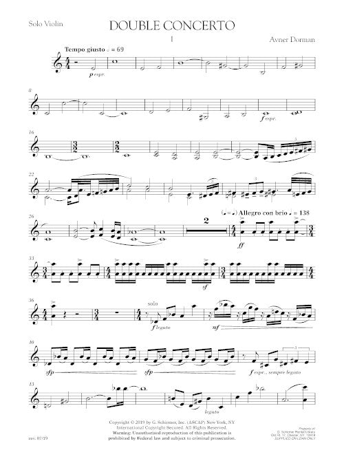 Double Concerto - solo parts (violin, cello)