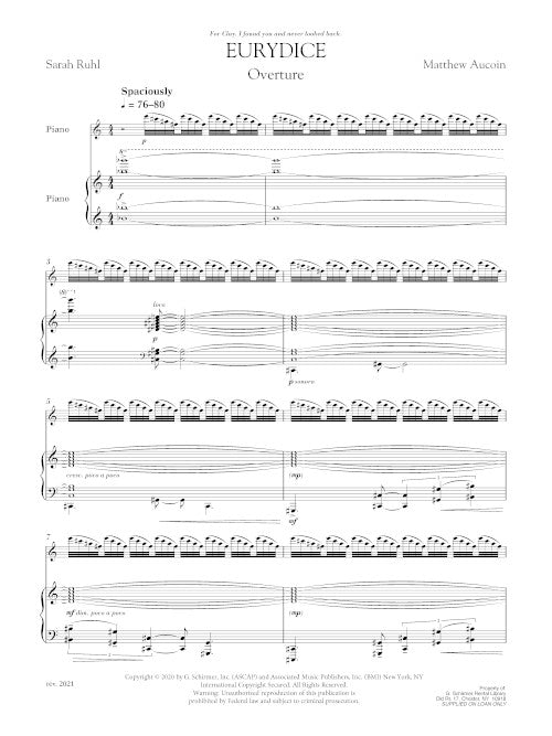 Eurydice vocal score (version with full orchestra) - Digital (Not Printable)
