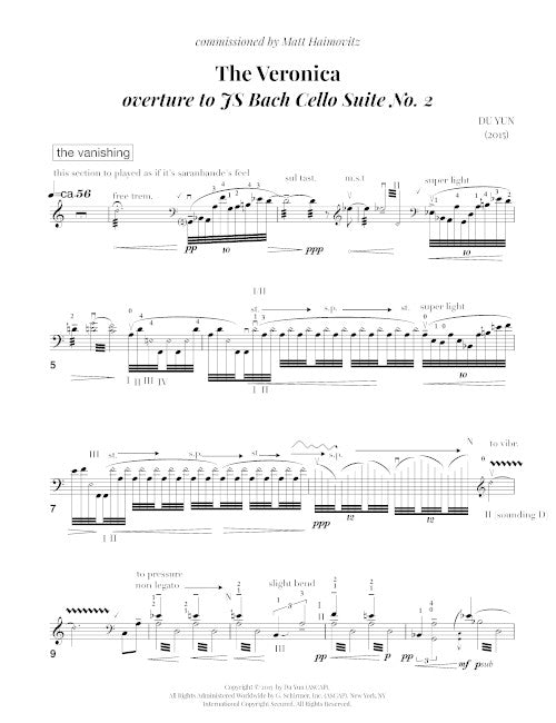 The Veronica (Overture to J.S. Bach's Cello Suite No. 2) for solo cello